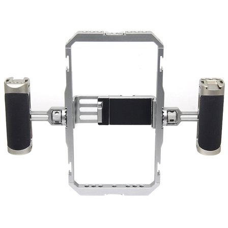 GDX PHN-08 Profesyonel Video Rig Çift Tutacaklı Metal Telefon Kafesi Vlog Ekipmanı
