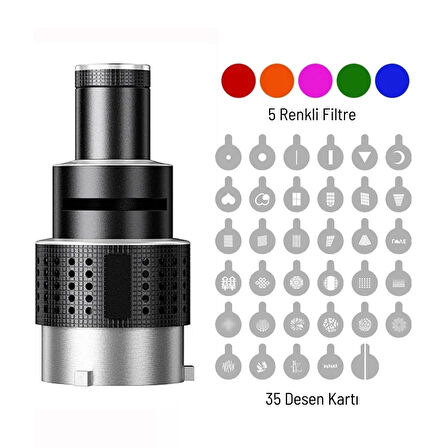 Gdx SN-02 120mm Çaplı Optik Snoot Bowens Bağlantılı 35 Desen Kartlı 5 Renkli Filtreli