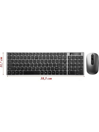Kablosuz Klavye ve Mouse Seti - 2.4GHz Bağlantı, 10m Menzil, Konforlu ve Sessiz Kullanım