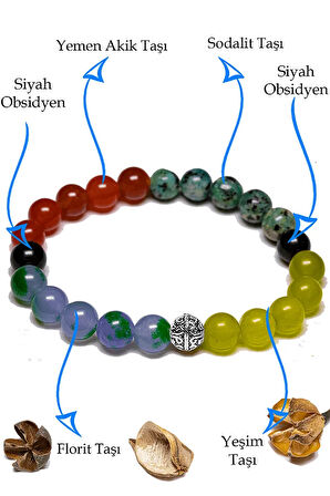 Sertifikalı Kova Burcu Doğal Taş Bileklik - Gümüş Aparatlı