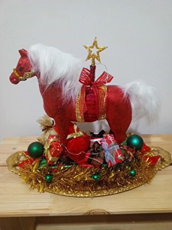 IŞILTILI AT FİGÜRLÜ YILBAŞI DEKOR SÜS,ÜCRETSİZ TESLİMAT,EL YAPIMI