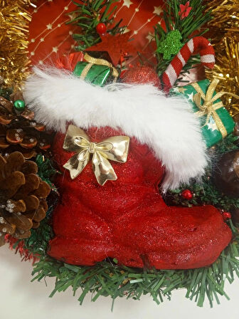 EL YAPIMI LÜX NOEL ÇİZMESİ TEMALI KAPI ÇELENGİ ,ÜCRETSİZ TESLİMAT