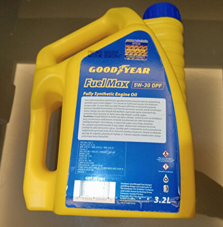 GOODYEAR FUEL MAX 5W30 - PARTİKÜL 3,2 LİTRE MOTOR YAĞI PARÇA NO : GDY 301002