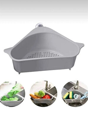 Lavabo İçi Üçgen Filtre Sepeti Sebze Meyve Mutfak Süzgeci Çay Süzgeci Vantuzlu Lavabo Süzgeç 