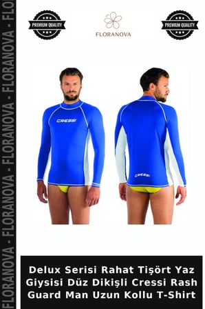 Delux Serisi Rahat Tişört Yaz Giysisi Düz Dikişli Cressi Rash Guard Man Uzun Kollu T-Shirt