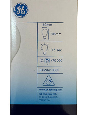 General Electric 8W 2700K (Sarı Işık) E27 Duylu Led Cam Ampul