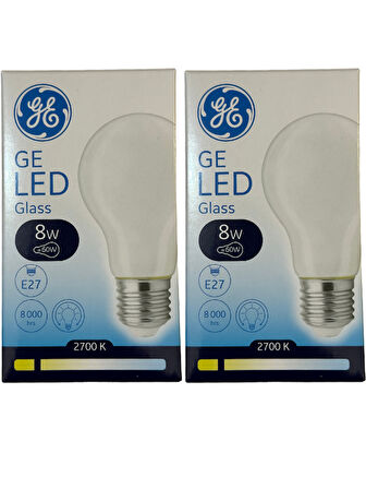 General Electric 8W 2700K (Sarı Işık) E27 Duylu Led Cam Ampul (2 Adet)