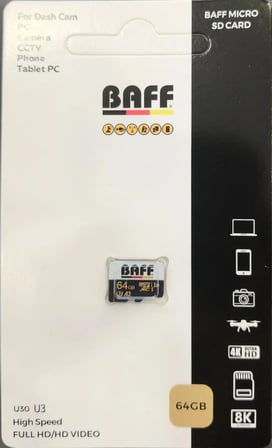 Baff 128 GB Micro Sdxc Hafıza Kartı - 4K Video Kayıt Destekli U3 A2 V30 Kamera, Güvenlik Kamerası ve Araç Içi Kamera Kartı