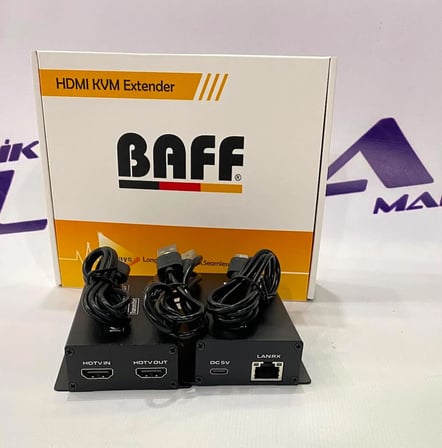 Baff HE-150 2k KVM HDMI Extender (150 Metre Tek Cat6 Kablo ile 1080p Mesafe Uzatıcı)