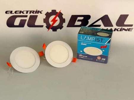 Lampist 6W Sıva Altı Slim Panel LED – Beyaz Kasa 6500K Beyaz Işık Yuvarlak Spot Tavan Lambası (Trafolu Tam Set) (İKİ ADET)