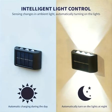 2'Li Solar Duvar Aydınlatması (6 Led, Gün İşığı)