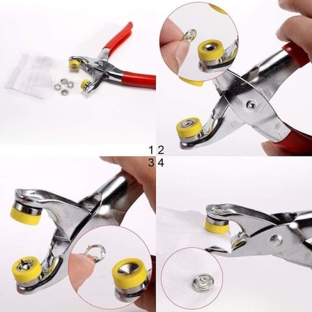 Metal Çıtçıt Düğme Pensesi ve 25 Set Düğme Takımı