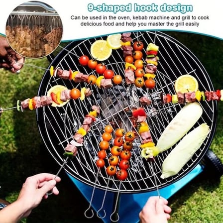 10 Adet Paslanmaz Çelik Mangal Şişi Seti – 20 Cm Metal Çöp Şiş Ve İzgara Şişleri