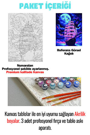 Sayılarla Boyama Seti Numaralı Tuval Fırça Boya GEMİ 40X50 Cm