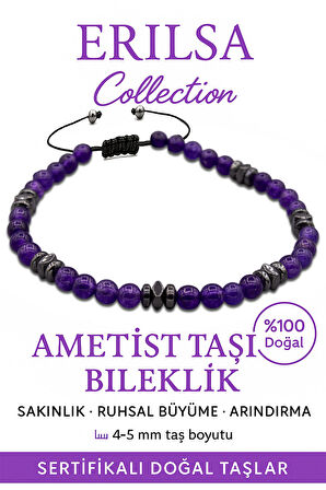 ertifikalı AAA+ Fasetli Terahertz ve Ametist Bileklik – İnce Model, Zihinsel Berraklık 