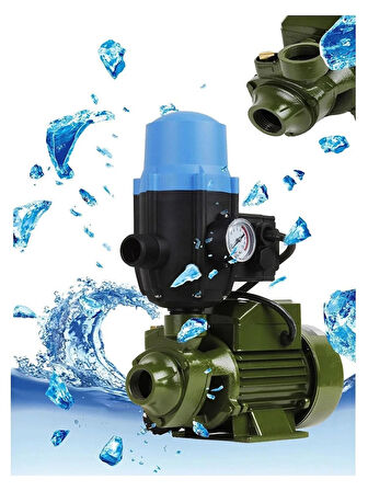 1.0 Hp Alman Tasarımı Bar Ayarlı Su Pompası Paket Hidrofor QB60 Max 9 Metre Emiş 20 Metre Yükseklik
