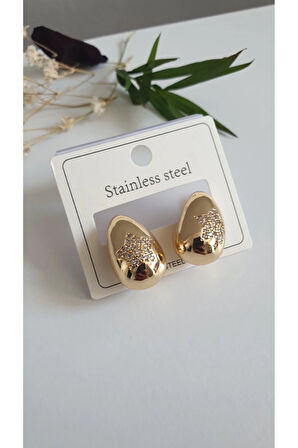 ÇELİK KÜPE KADIN ÇELİK 6 LI  TAŞ  DETAYLI 316L TREND PASLANMAZ ÇELİK KÜPE RENK GARANTİLİ