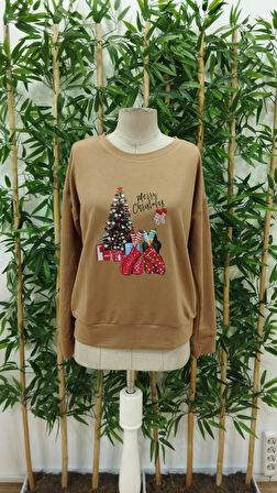 GETİCARET Kadın Uzun Kollu Bisiklet Yaka Viskon Iki Iplik Bluz