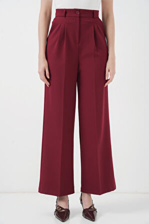 GETİCARET 6647 Bol Paça Kumaş Pantolon - Bordo