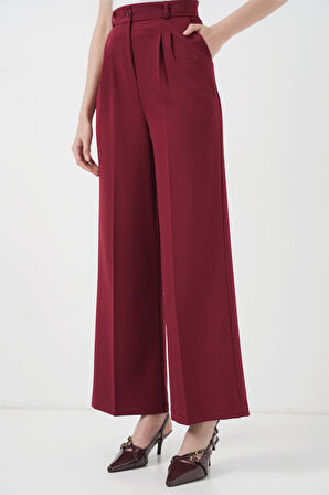 GETİCARET 6647 Bol Paça Kumaş Pantolon - Bordo