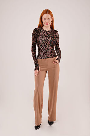 GETİCARET Leopar Desen Basic Bluz