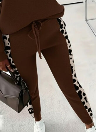 GETİCARET Kadın Uzun Kollu Fermuarlı Karışık Desenli Viskon Iki Iplik Bluz Ve Pantolon Ikili Takım