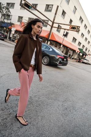 ALLBUCKS ZARA Kemerli Pensli Kumaş Pantolon ABZRA00030