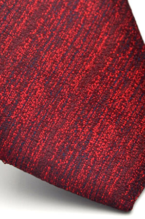 Kırmızı Kırcıllı Desenli Bordo Dokuma Kumaş Mendilli Slim Fit Kravat // SDK-2501-4
