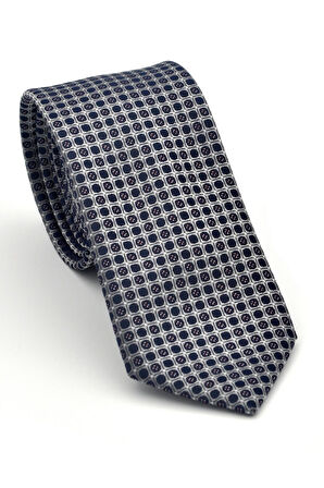 Füme Karışık Desenli Gri Dokuma Kumaş Mendilli Slim Fit Kravat // SDK-2502-4