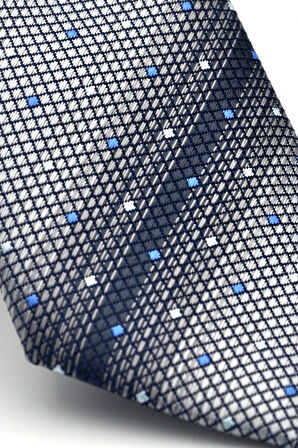 Füme Verev Desenli Gri Dokuma Kumaş Mendilli Slim Fit Kravat // SDK-2505-4