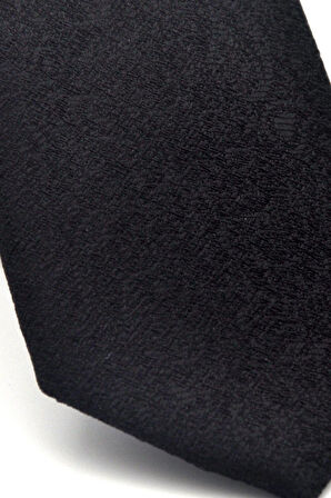 Şal Desenli Siyah Dokuma Kumaş Mendilli Slim Fit Kravat // SDK-2508-1