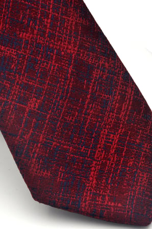 Lacivert Kırcıl Desenli Bordo Dokuma Kumaş Mendilli Slim Fit Kravat // SDK-2610-4