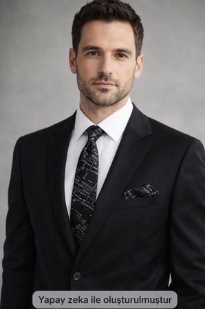 Beyaz Kırcıl Desenli Siyah Dokuma Kumaş Mendilli Slim Fit Kravat // SDK-2611-1