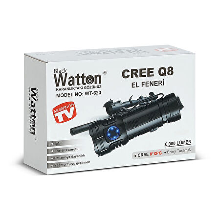 Cree Q8- Xpg 8+1 Led  Şarjlı El Feneri  Wt-623