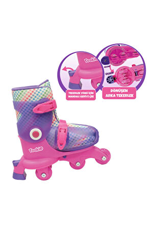 Paten Ayarlanabilir Dönüşen Tekerlekli 2 In 1 Twisty Paten - Mor 29-32