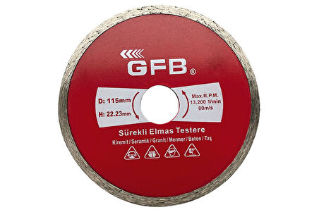 Gfb 2380 Beton-Mermer-Granit Kesici 115 Mm Sürekli Elmas Testere 10 Adet