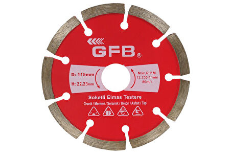 Gfb 2388 Beton-Mermer-Granit Kesici 115 Mm Soketli Elmas Testere 10 Adet