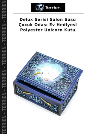 Delux Serisi Salon Süsü Çocuk Odası Ev Hediyesi Polyester Unicorn Kutu