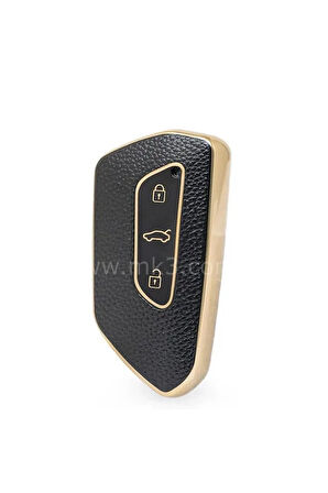 Seat Leon Fr Mk4 Ve Golf 8 Uyumlu Lüx Anahtar Koruma Kılıfı Siyah Gold