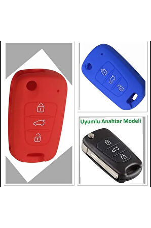 2 Adet Accent Era I20 I30 Elantra Silikon Anahtar Koruma Kılıfı Kırmızı Ve Mavi Renk