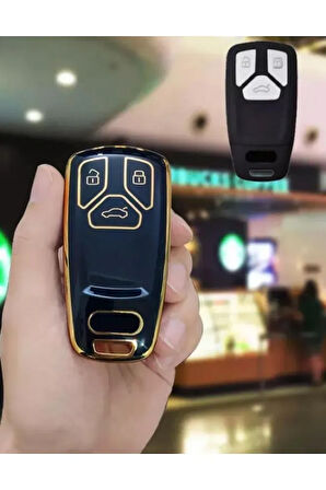 Audi A6l A4 A5 Q5 Q7 Tt 8s S4 S5 Uyumlu Lüx Anahtar Koruma Kılıfı (KABI) Siyah Renk
