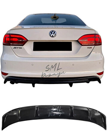  Volkswagen Jetta Mk6 Makyajsız (2011-2014) Difüzör Plastik Jetta Arka-difizör-bodykit-ek Piano Black