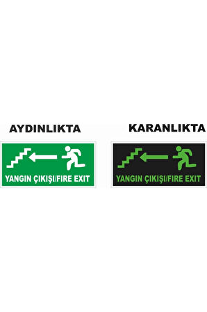 Yangın Çıkış Sol Ok Fosforlu Levha