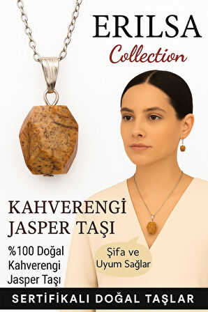 Sertifikalı Fasetli Kahverengi Jasper Doğal Taş Kolye – Şifa Uyum Güç ve Denge Taşı