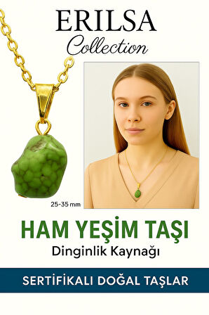 Sertifikalı Ham İşlenmemiş Yeşim Taşı Kolye