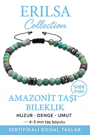 Sertifikalı Fasetli Terahertz – Amazonit Taşı Bileklik (İnce Model) – Denge, İfade ve İçsel Huzur Taşı