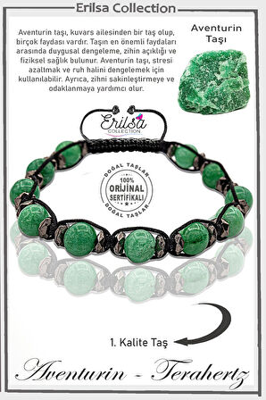 Sertifikalı Gerçek AAA+ Terahertz - Aventurin Taşı Bileklik- Ayarlamalı