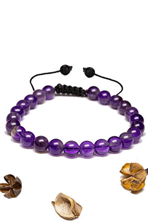 Sertifikalı Aaa+ Kalite Orijinal Ametist Taşı Bileklik - Brezilya