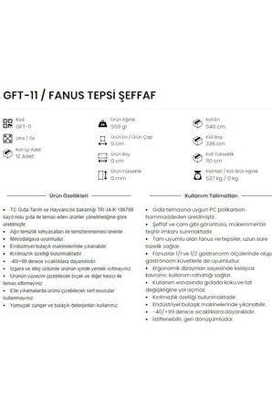 FANUS TEPSİSİ ŞEFFAF 400x600 mm (Sadece Tepsidir)