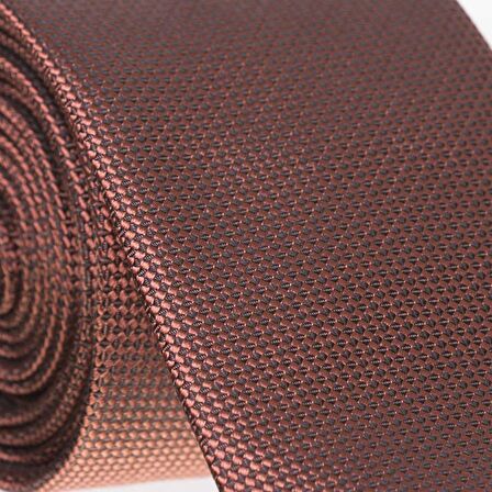 Kiremit Slim Fit Düz Renk Dokuma Kravat / DDK-04